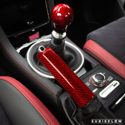 2008-2024 Subaru WRX/STi Red Carbon Fiber Ebrake Handle 2013-20 BRZ/FR-S - SubieFlow