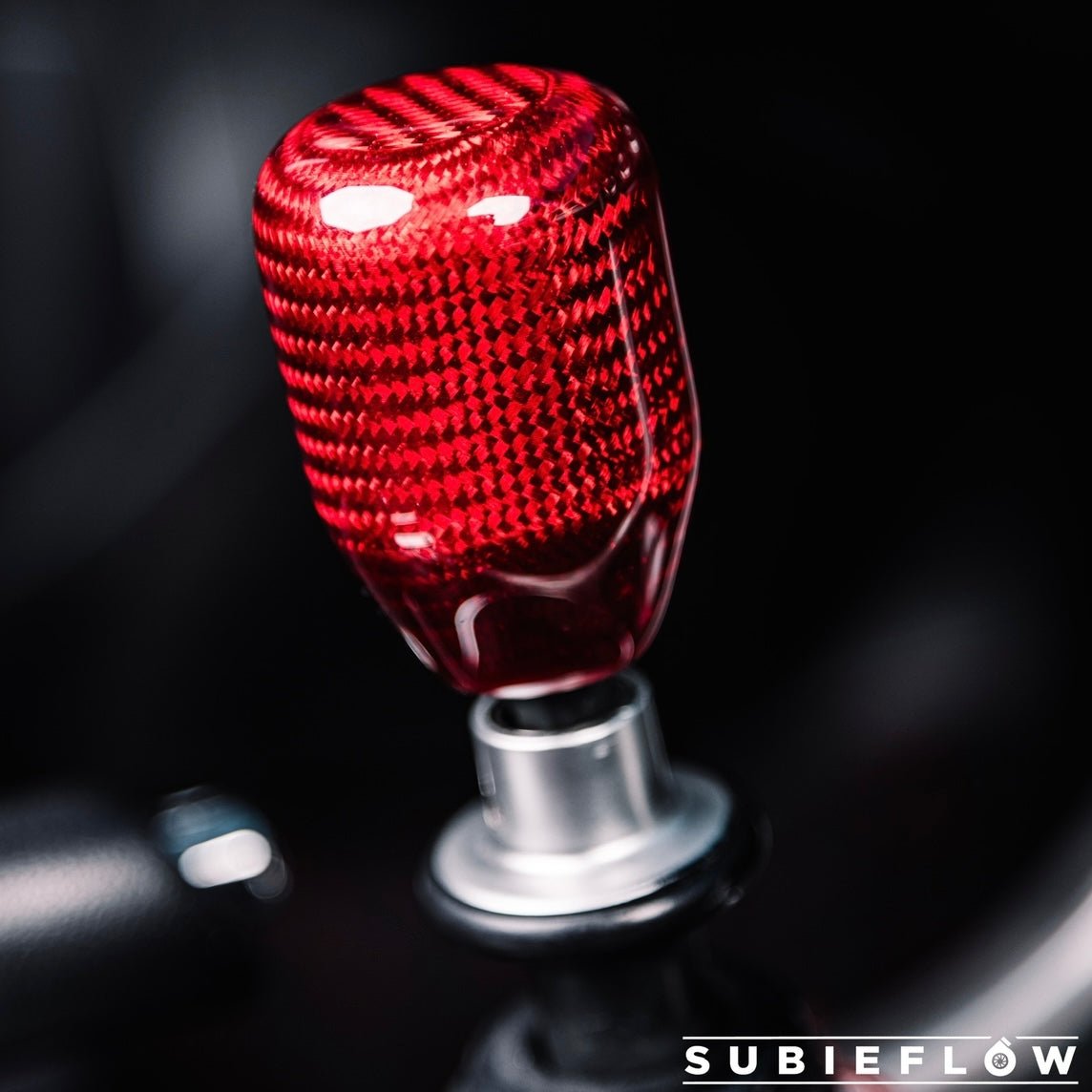 V2 Red Carbon Fiber Shift Knob - SubieFlow