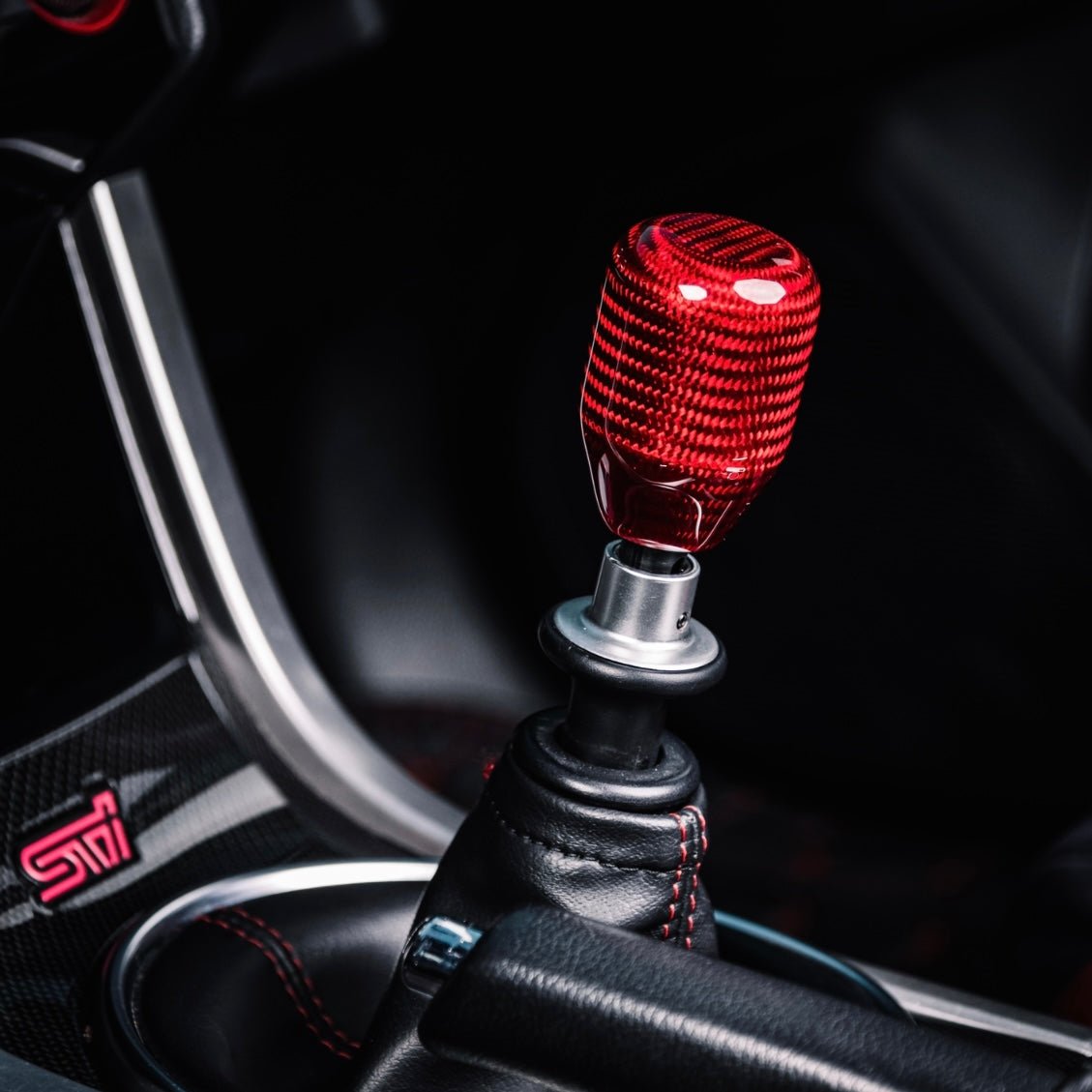 V2 Red Carbon Fiber Shift Knob - SubieFlow